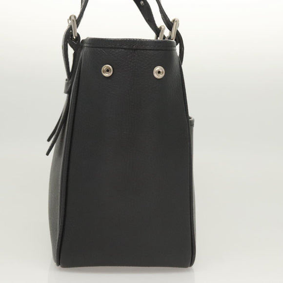 BURBERRY Hand Bag Leather Black Silver Auth am8474
