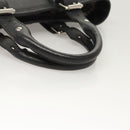 BURBERRY Hand Bag Leather Black Silver Auth am8474-7