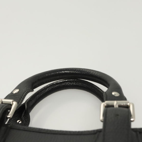 BURBERRY Hand Bag Leather Black Silver Auth am8474