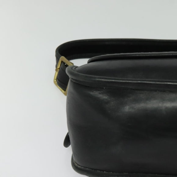 Coach Shoulder Bag Leather Black Gold Auth am8476