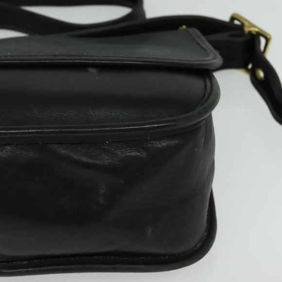 Coach Shoulder Bag Leather Black Gold Auth am8476
