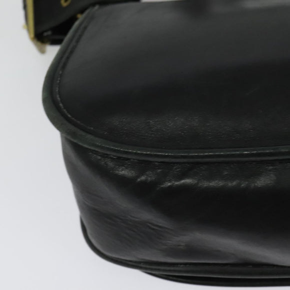 Coach Shoulder Bag Leather Black Gold Auth am8476