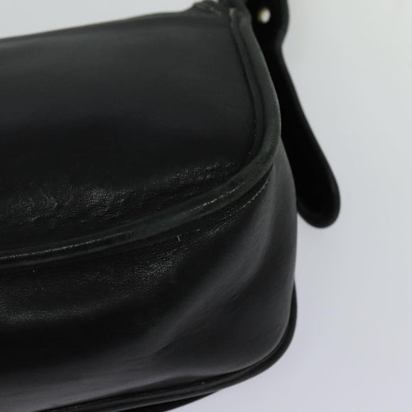 Coach Shoulder Bag Leather Black Gold Auth am8476