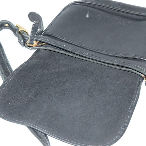Coach Shoulder Bag Leather Black Gold Auth am8476
