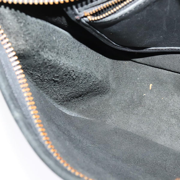 Coach Shoulder Bag Leather Black Gold Auth am8476