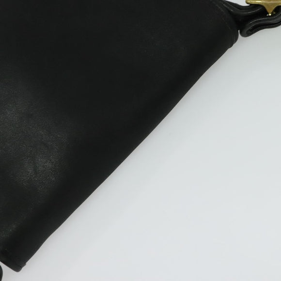 Coach Shoulder Bag Leather Black Gold Auth am8476