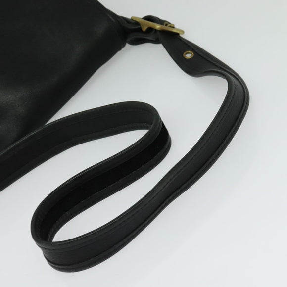 Coach Shoulder Bag Leather Black Gold Auth am8476