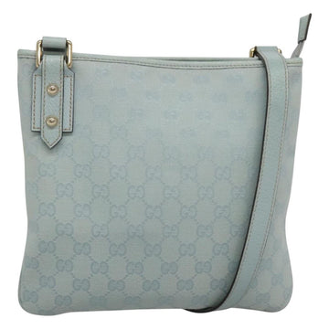 GUCCI GG Canvas Shoulder Bag Outlet Light Blue Gold 257246 Auth am8484