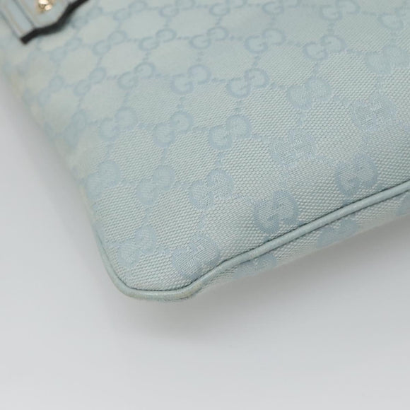 GUCCI GG Canvas Shoulder Bag Outlet Light Blue Gold 257246 Auth am8484