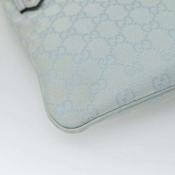 GUCCI GG Canvas Shoulder Bag Outlet Light Blue Gold 257246 Auth am8484
