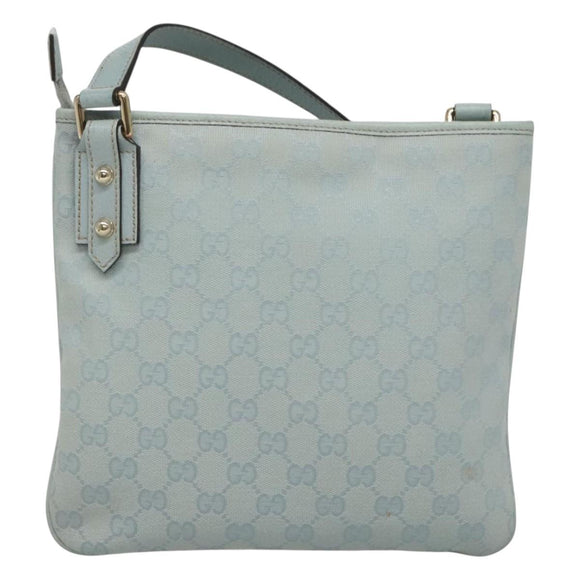 GUCCI GG Canvas Shoulder Bag Outlet Light Blue Gold 257246 Auth am8484