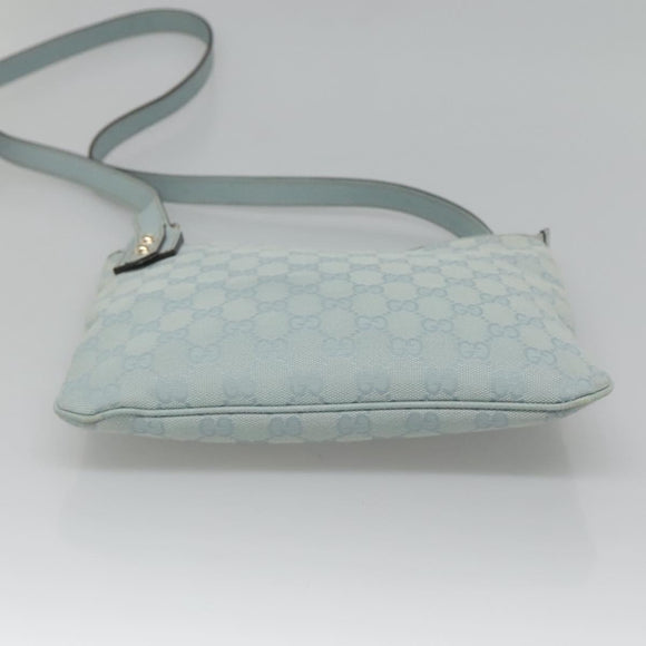 GUCCI GG Canvas Shoulder Bag Outlet Light Blue Gold 257246 Auth am8484