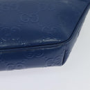 GUCCI GG Emboss Body Bag Silver Blue 645093 Auth am8486-16