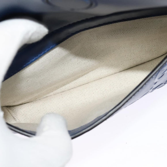 GUCCI GG Emboss Body Bag Silver Blue 645093 Auth am8486