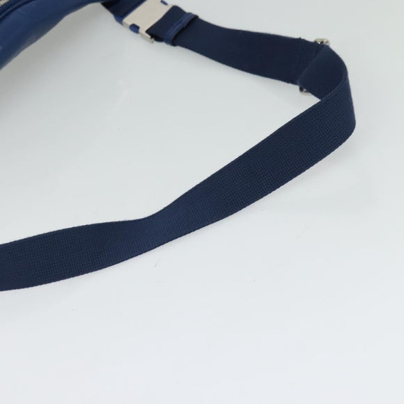 GUCCI GG Emboss Body Bag Silver Blue 645093 Auth am8486