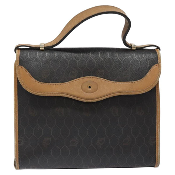 Christian Dior Honeycomb Canvas Hand Bag PVC Black Auth am8488