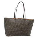FENDI Zucca Canvas Tote Bag Brown Black Auth am8490-1