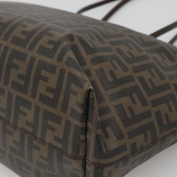 FENDI Zucca Canvas Tote Bag Brown Black Auth am8490