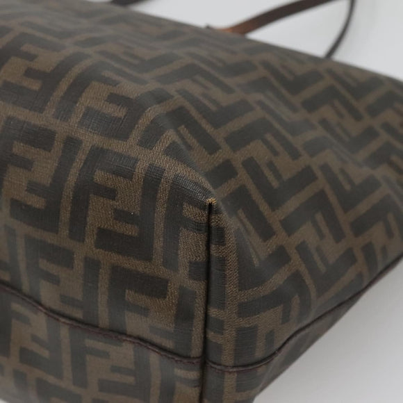 FENDI Zucca Canvas Tote Bag Brown Black Auth am8490