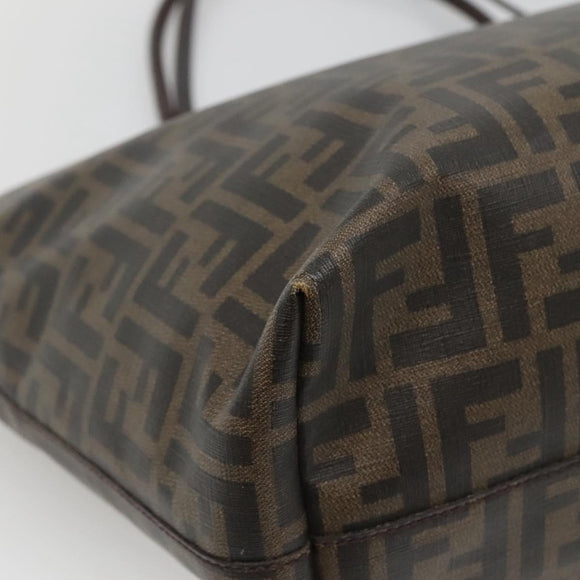 FENDI Zucca Canvas Tote Bag Brown Black Auth am8490