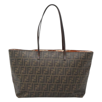 FENDI Zucca Canvas Tote Bag Brown Black Auth am8490 - 0