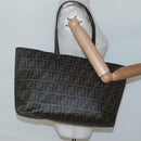 FENDI Zucca Canvas Tote Bag Brown Black Auth am8490-21