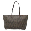 FENDI Zucca Canvas Tote Bag Brown Black Auth am8490-3