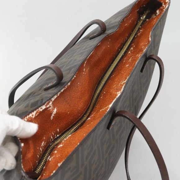 FENDI Zucca Canvas Tote Bag Brown Black Auth am8490