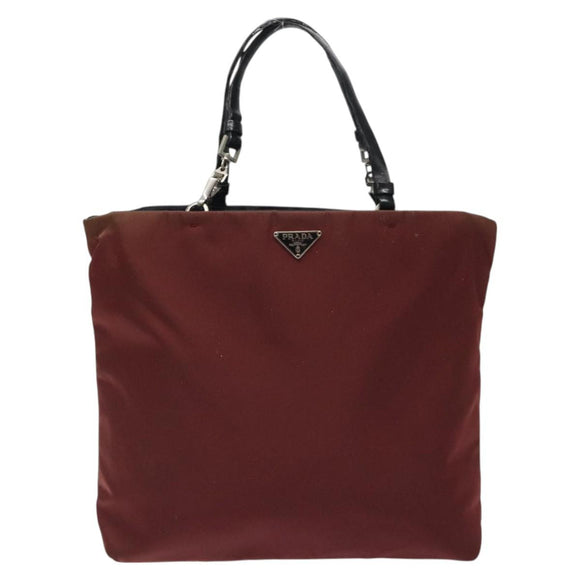 PRADA Hand Bag Nylon Red Auth am8492