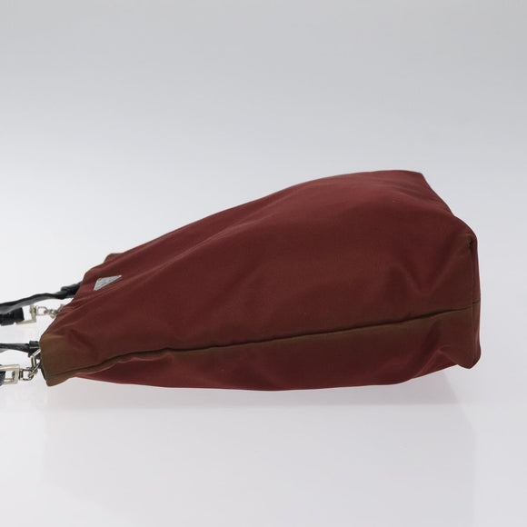 PRADA Hand Bag Nylon Red Auth am8492