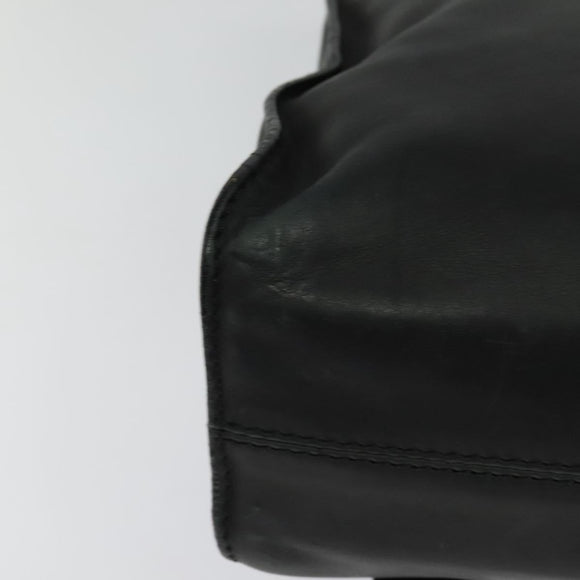 Jimmy Choo Hand Bag Leather 2way Black Gold Auth am8495