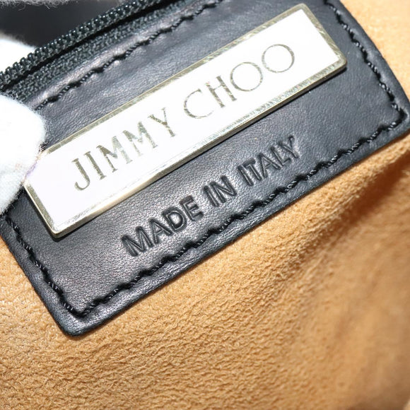 Jimmy Choo Hand Bag Leather 2way Black Gold Auth am8495
