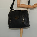 Jimmy Choo Hand Bag Leather 2way Black Gold Auth am8495-23