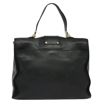 Jimmy Choo Hand Bag Leather 2way Black Gold Auth am8495 - 0