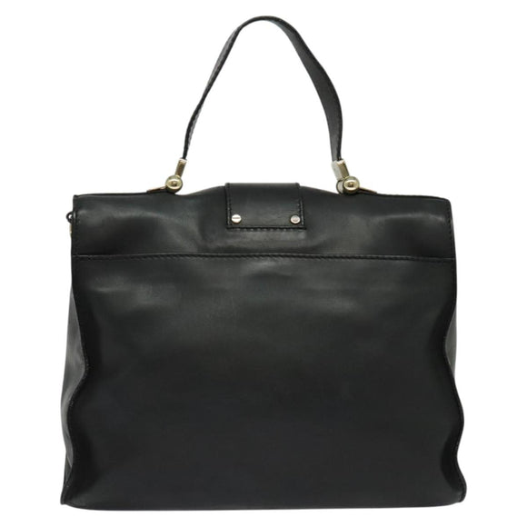 Jimmy Choo Hand Bag Leather 2way Black Gold Auth am8495