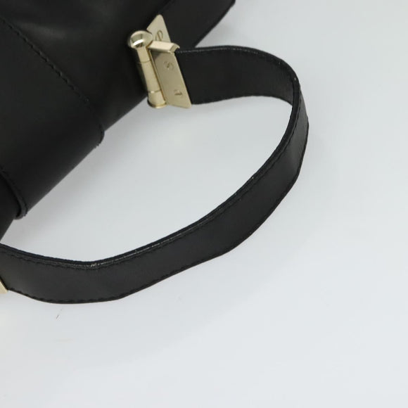 Jimmy Choo Hand Bag Leather 2way Black Gold Auth am8495