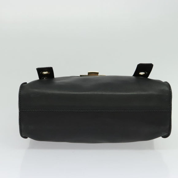 Jimmy Choo Hand Bag Leather 2way Black Gold Auth am8495