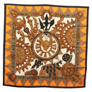 HERMES Carre 90 Scarf ""L'ORDES CHEFS"" Silk Black Orange Auth am8501-1