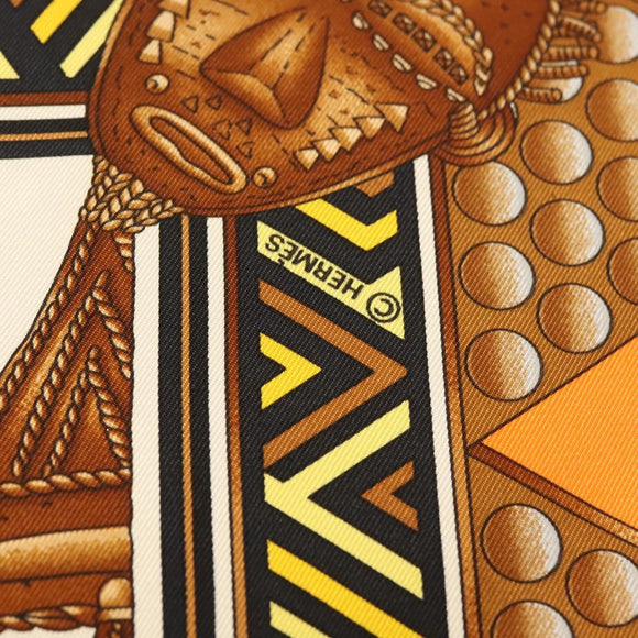 HERMES Carre 90 Scarf ""L'ORDES CHEFS"" Silk Black Orange Auth am8501