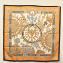 HERMES Carre 90 Scarf ""L'ORDES CHEFS"" Silk Black Orange Auth am8501-13