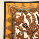 HERMES Carre 90 Scarf ""L'ORDES CHEFS"" Silk Black Orange Auth am8501-2