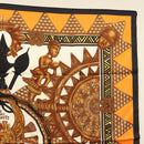 HERMES Carre 90 Scarf ""L'ORDES CHEFS"" Silk Black Orange Auth am8501-4