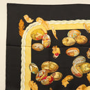 HERMES Carre 90 Scarf ""Couvee d'Hermes"" Silk Black Auth am8503-2