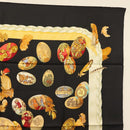 HERMES Carre 90 Scarf ""Couvee d'Hermes"" Silk Black Auth am8503-4