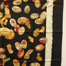 HERMES Carre 90 Scarf ""Couvee d'Hermes"" Silk Black Auth am8503-7