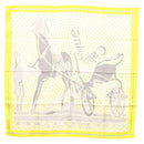HERMES Carre 90 Scarf ""CALECHE ELASTIQUE "" Silk Yellow Auth am8504-1