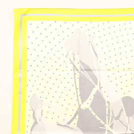 HERMES Carre 90 Scarf ""CALECHE ELASTIQUE "" Silk Yellow Auth am8504 - 0