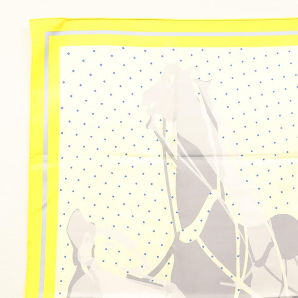 HERMES Carre 90 Scarf ""CALECHE ELASTIQUE "" Silk Yellow Auth am8504