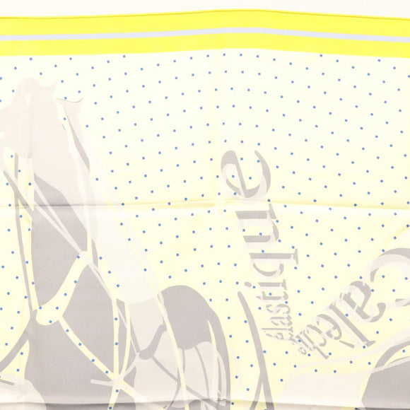 HERMES Carre 90 Scarf ""CALECHE ELASTIQUE "" Silk Yellow Auth am8504