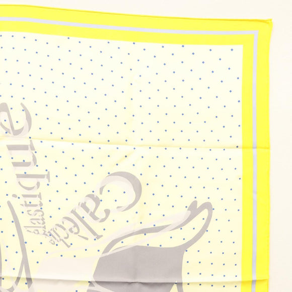 HERMES Carre 90 Scarf ""CALECHE ELASTIQUE "" Silk Yellow Auth am8504